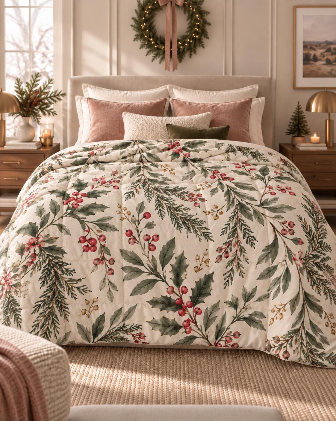 Christmas Botanical Holly Berry Comforter