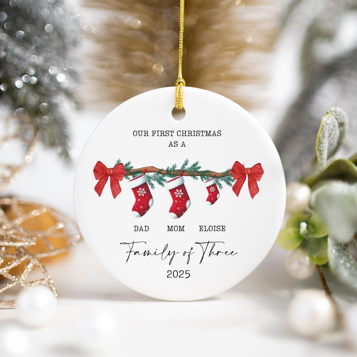 Family of Three Christmas Ornament Custom New Family Gift Personalized Christmas Gift for Family Christmas Gift Baby's First 