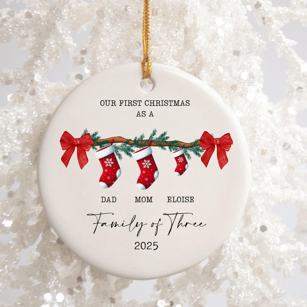 Family of Three Christmas Ornament Custom New Family Gift Personalized Christmas Gift for Family Christmas Gift Baby's First 