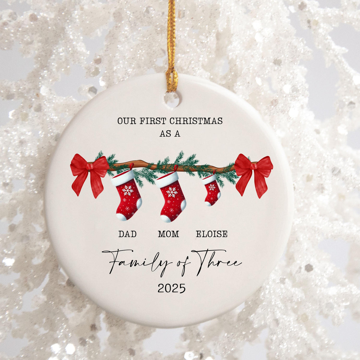 Family of Three Christmas Ornament Custom New Family Gift Personalized Christmas Gift for Family Christmas Gift Baby's First 