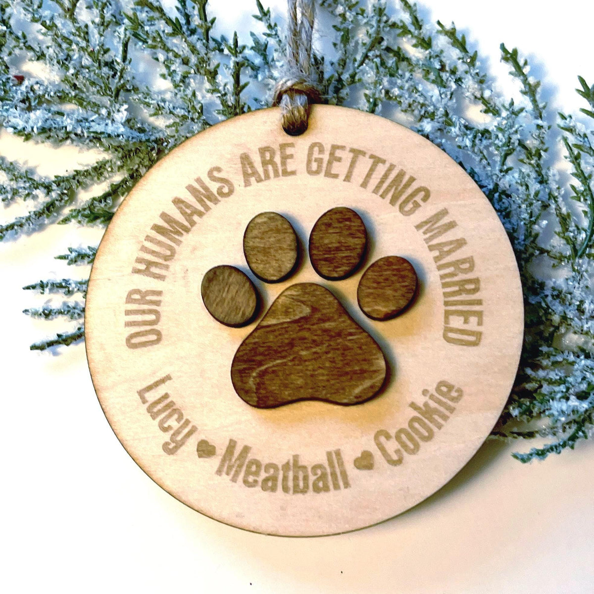 Engagement Ornament Pet gift Dog Parent Gift Our Humans Are Getting Married ornament Personalized pet ornament engagement gif