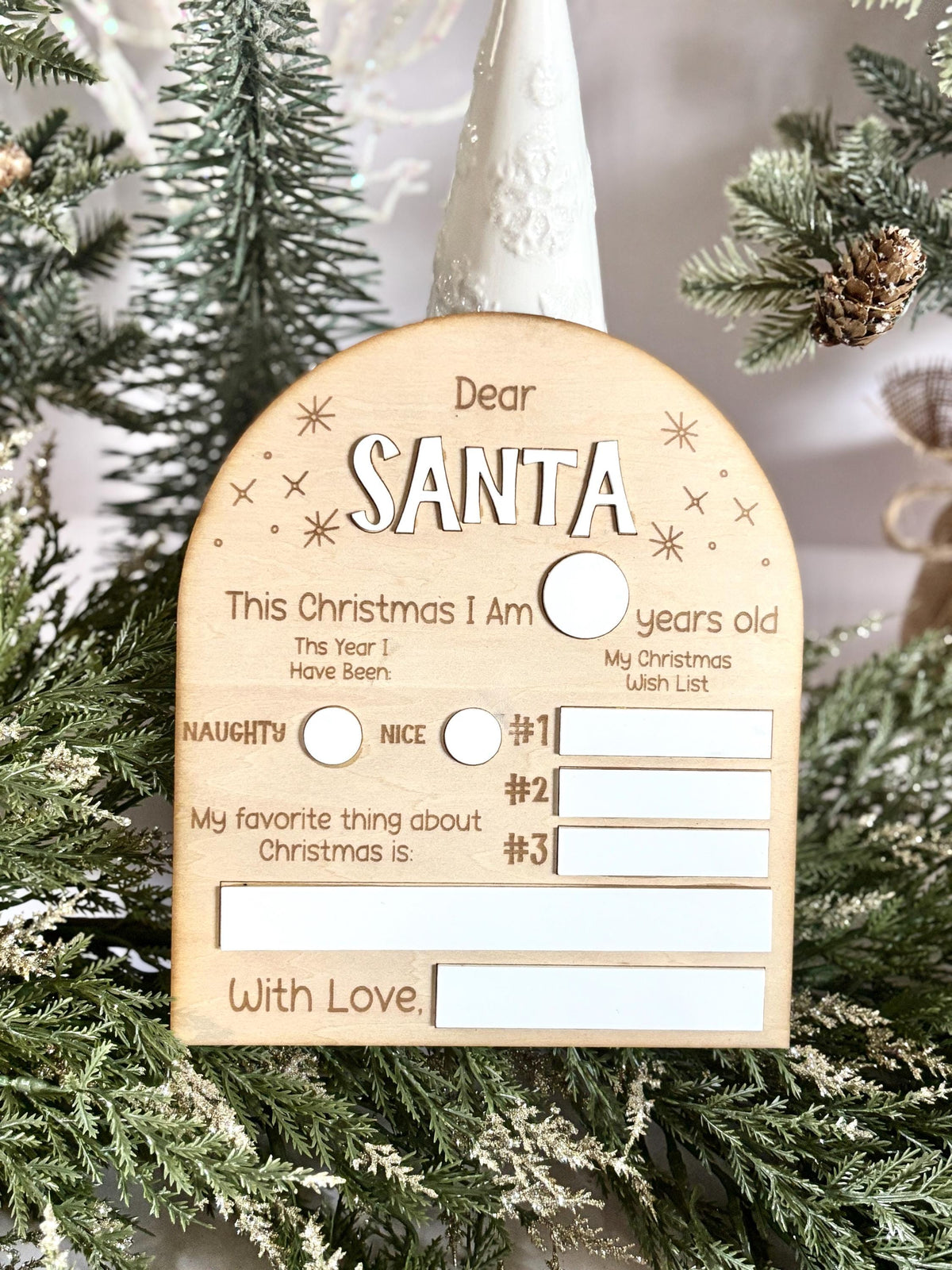 Dear Santa Christmas White Board Reusable Christmas List Letter to Santa Christmas Keepsake for Kids Christmas Tradition Dry 