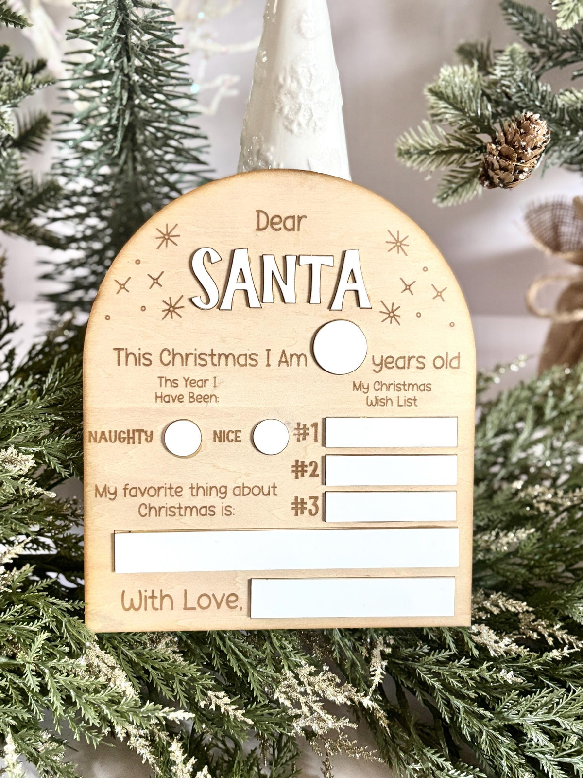 Dear Santa Christmas White Board Reusable Christmas List Letter to Santa Christmas Keepsake for Kids Christmas Tradition Dry 