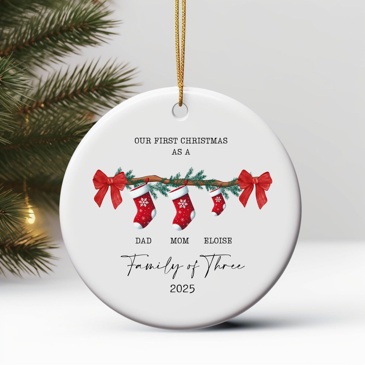 Family of Three Christmas Ornament Custom New Family Gift Personalized Christmas Gift for Family Christmas Gift Baby's First 