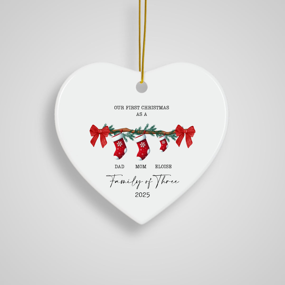 Family of Three Christmas Ornament Custom New Family Gift Personalized Christmas Gift for Family Christmas Gift Baby's First 