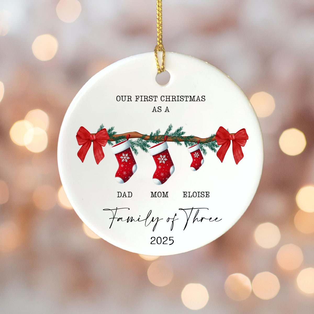 Family of Three Christmas Ornament Custom New Family Gift Personalized Christmas Gift for Family Christmas Gift Baby's First 