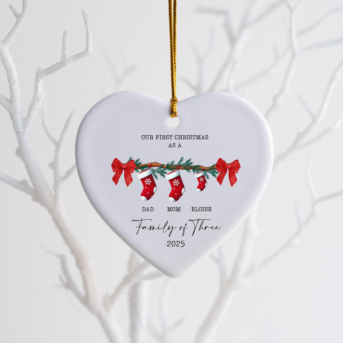 Family of Three Christmas Ornament Custom New Family Gift Personalized Christmas Gift for Family Christmas Gift Baby's First 