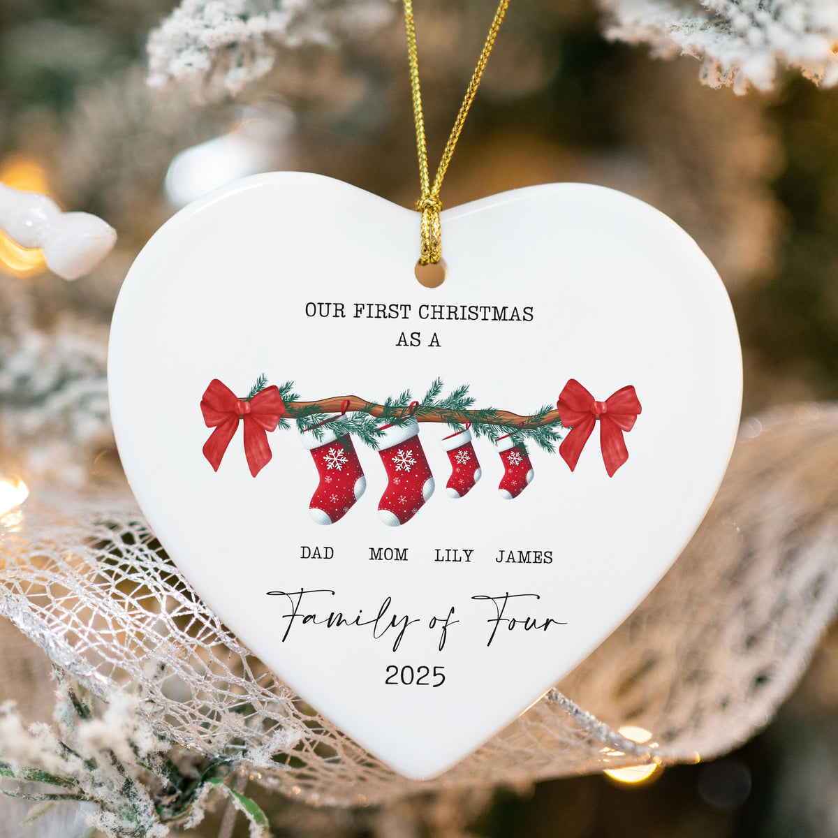 Family of Three Christmas Ornament Custom New Family Gift Personalized Christmas Gift for Family Christmas Gift Baby's First 
