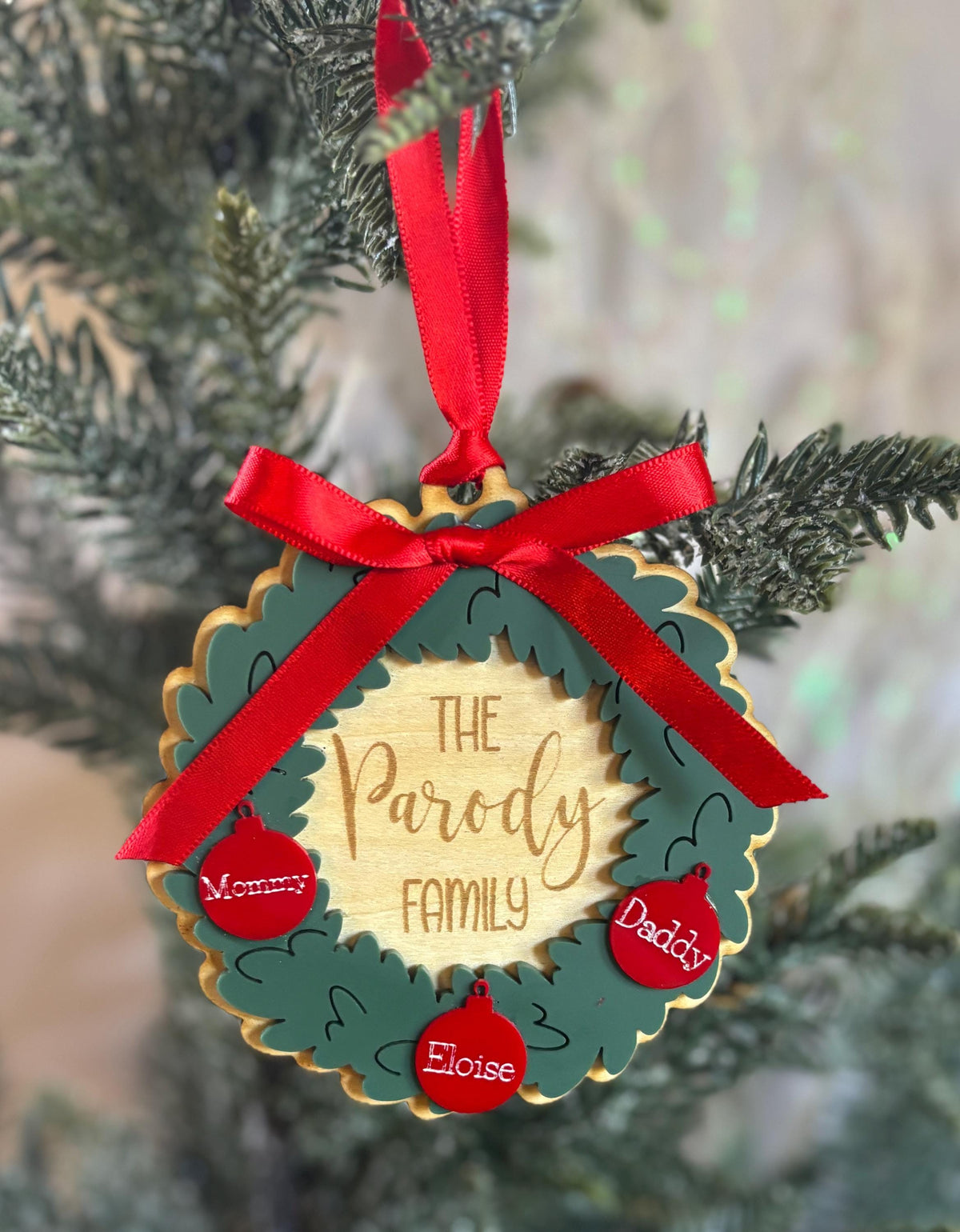 Personalized Family Christmas Ornament Wreath ornament with Family Names Personalized Gift for Family Gift Custom Holiday Orn