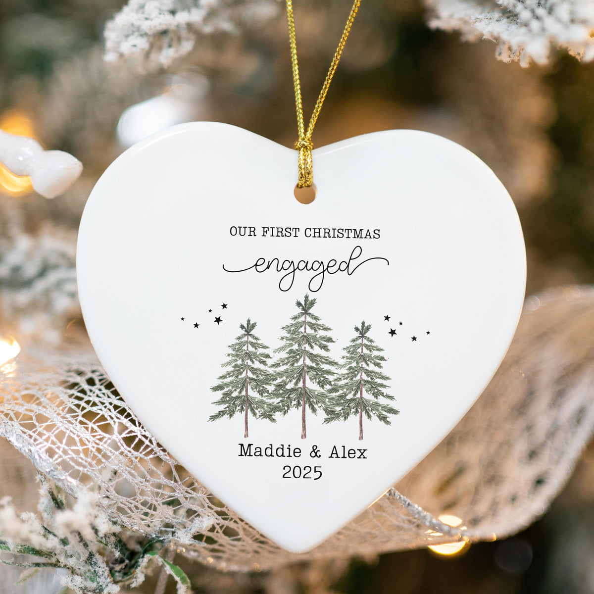 Engaged Ornament Engagement Ornament Keepsake Engagement Gift for Engaged Couple First Christmas Engaged Personalized Christm