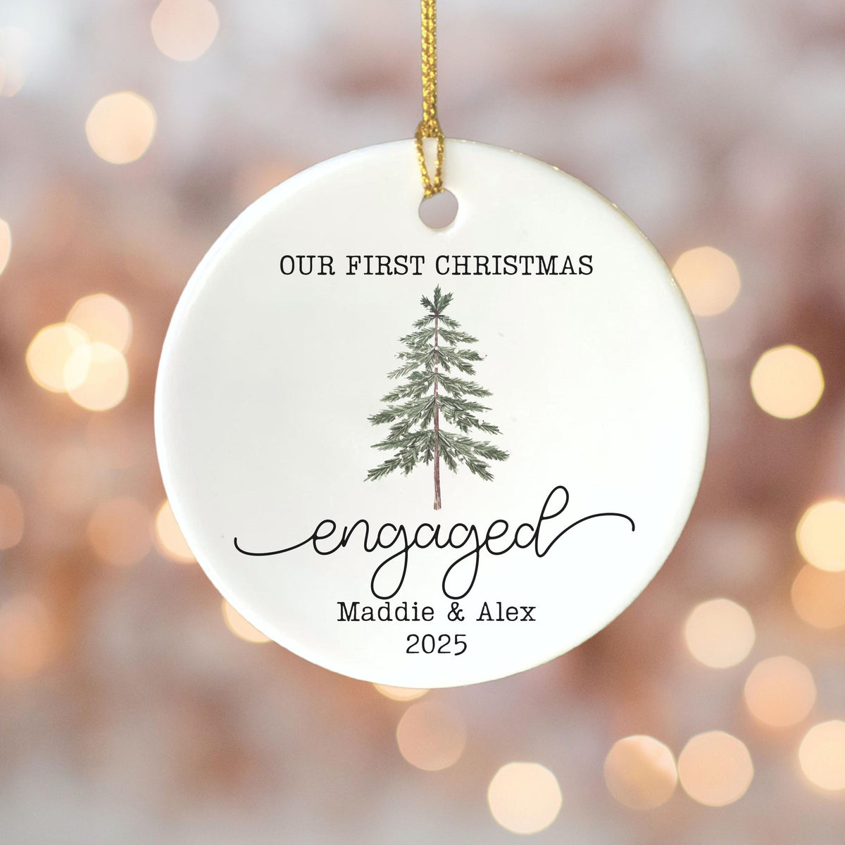 Engaged Ornament Engagement Ornament Keepsake Engagement Gift for Engaged Couple First Christmas Engaged Personalized Christm