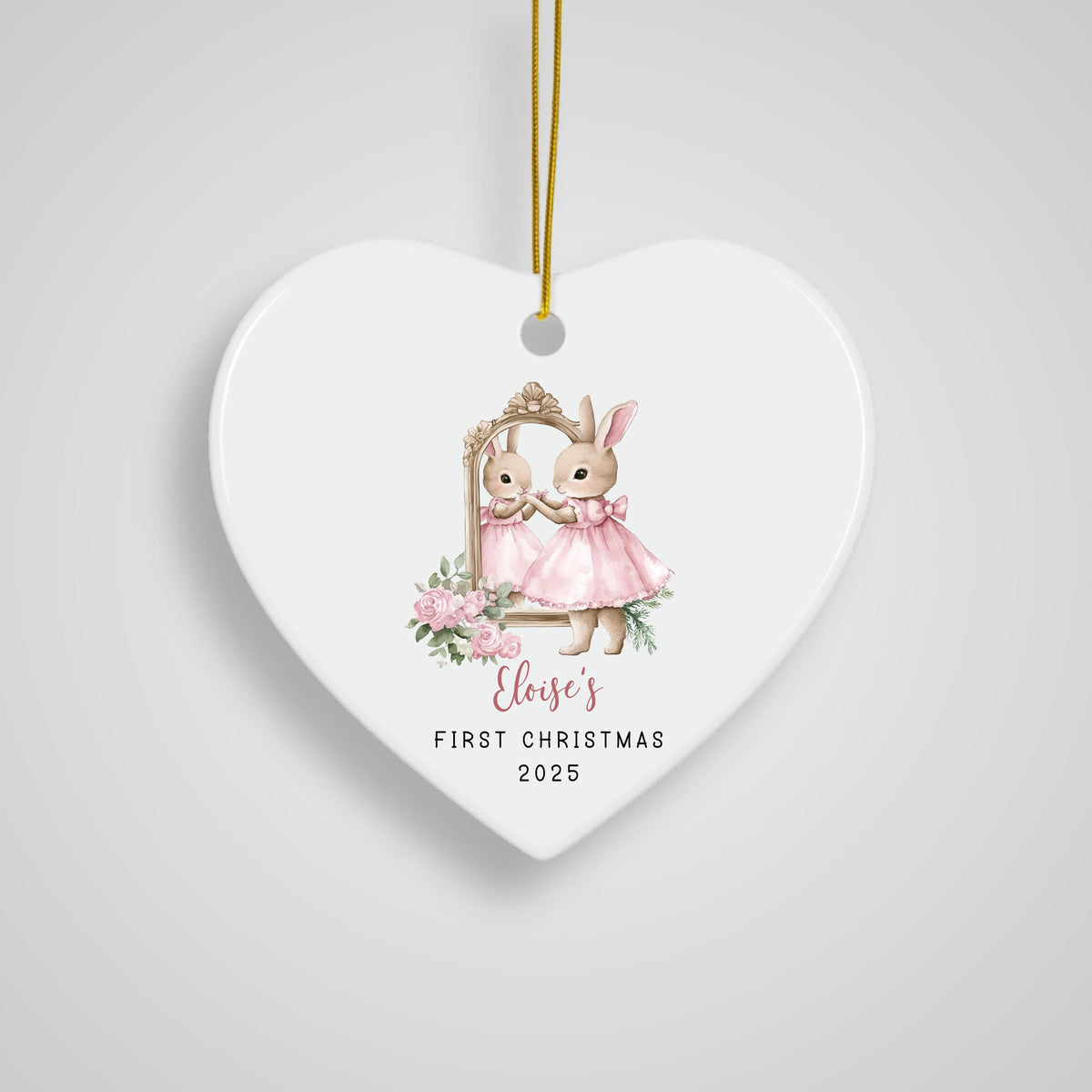 Personalized Baby's First Christmas Ornament 2025 Rabbit Keepsake Bunny Nursery Decor Newborn Keepsake Custom Baby Keepsake C