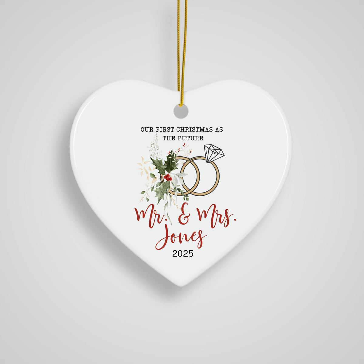 Engaged Ornament Engagement Ornament Keepsake Engagement Gift for Engaged Couple First Christmas Engaged Personalized Christm