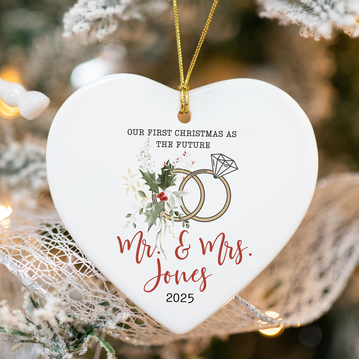 Engaged Ornament Engagement Ornament Keepsake Engagement Gift for Engaged Couple First Christmas Engaged Personalized Christm