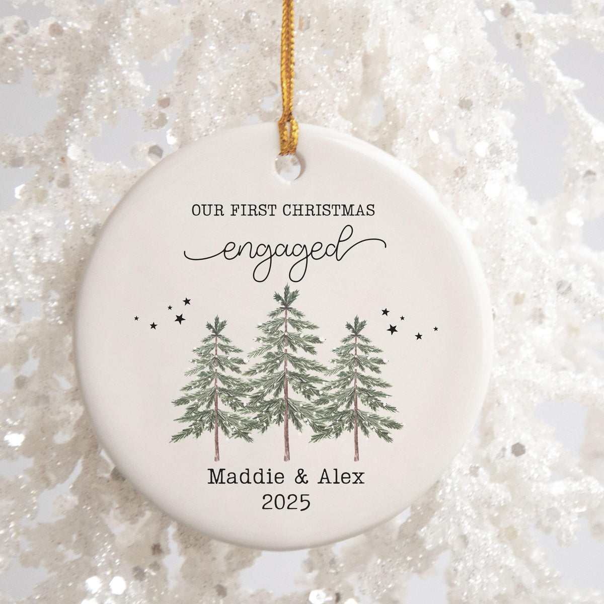 Personalized First Christmas Engaged Ornament