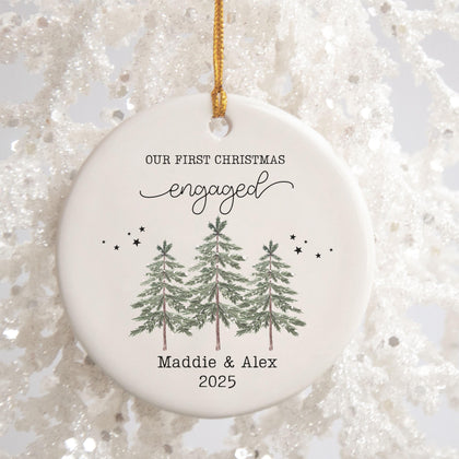 Personalized First Christmas Engaged Ornament