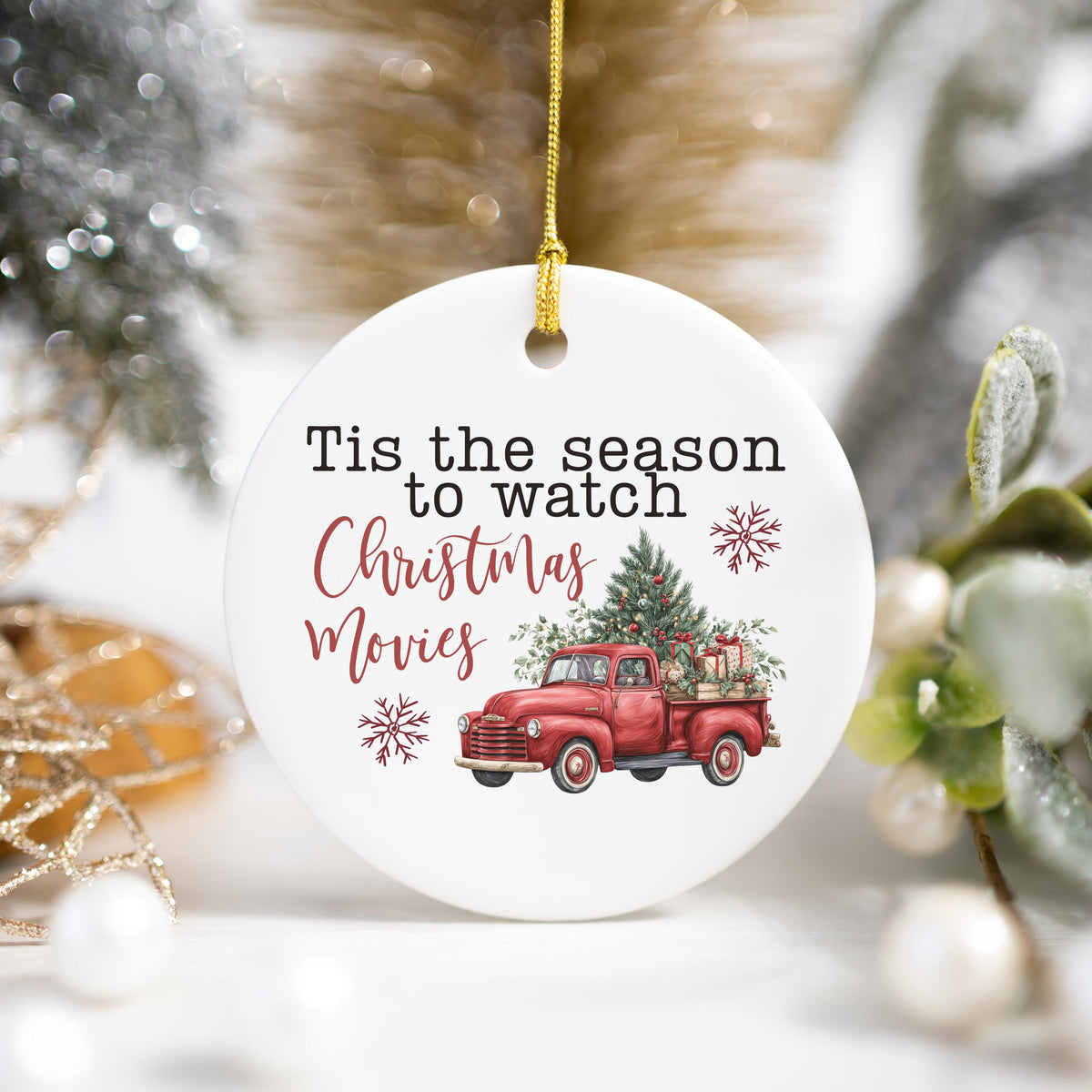 Gift for Christmas Movie Watching Ornament Christmas Movie Lover White Elephant Gift Idea Christmas Ornament for Coworker Chr