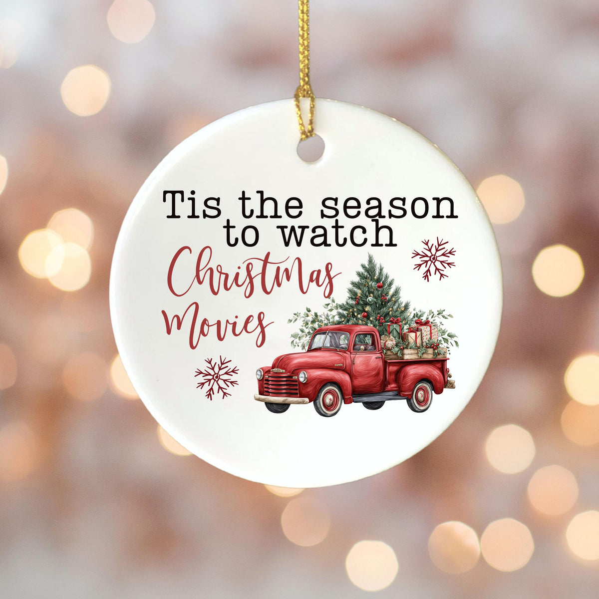 Gift for Christmas Movie Watching Ornament Christmas Movie Lover White Elephant Gift Idea Christmas Ornament for Coworker Chr