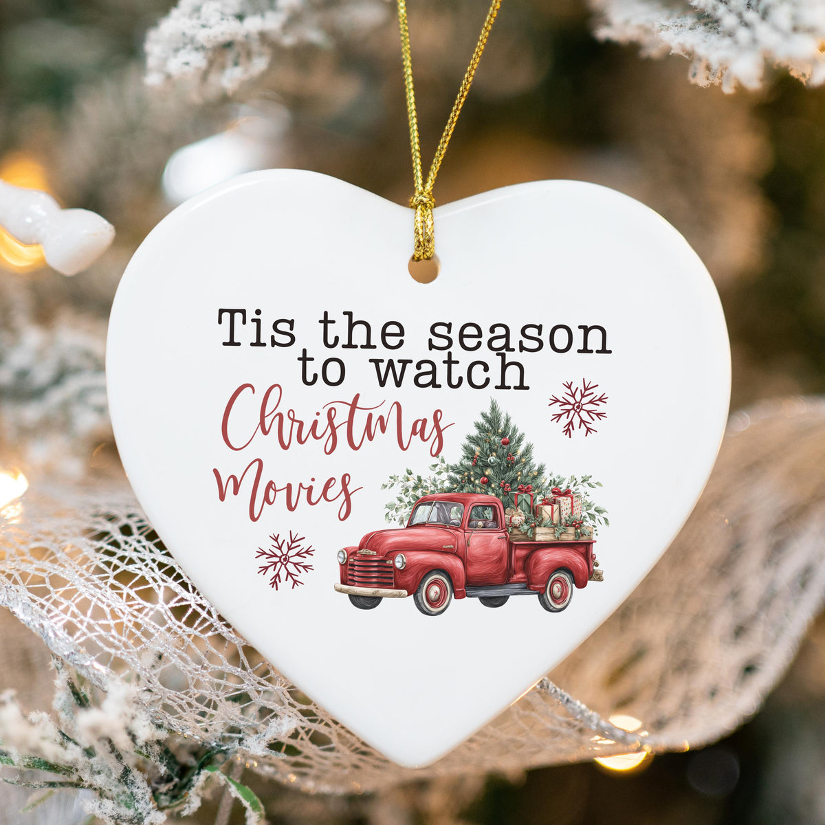 Gift for Christmas Movie Watching Ornament Christmas Movie Lover White Elephant Gift Idea Christmas Ornament for Coworker Chr