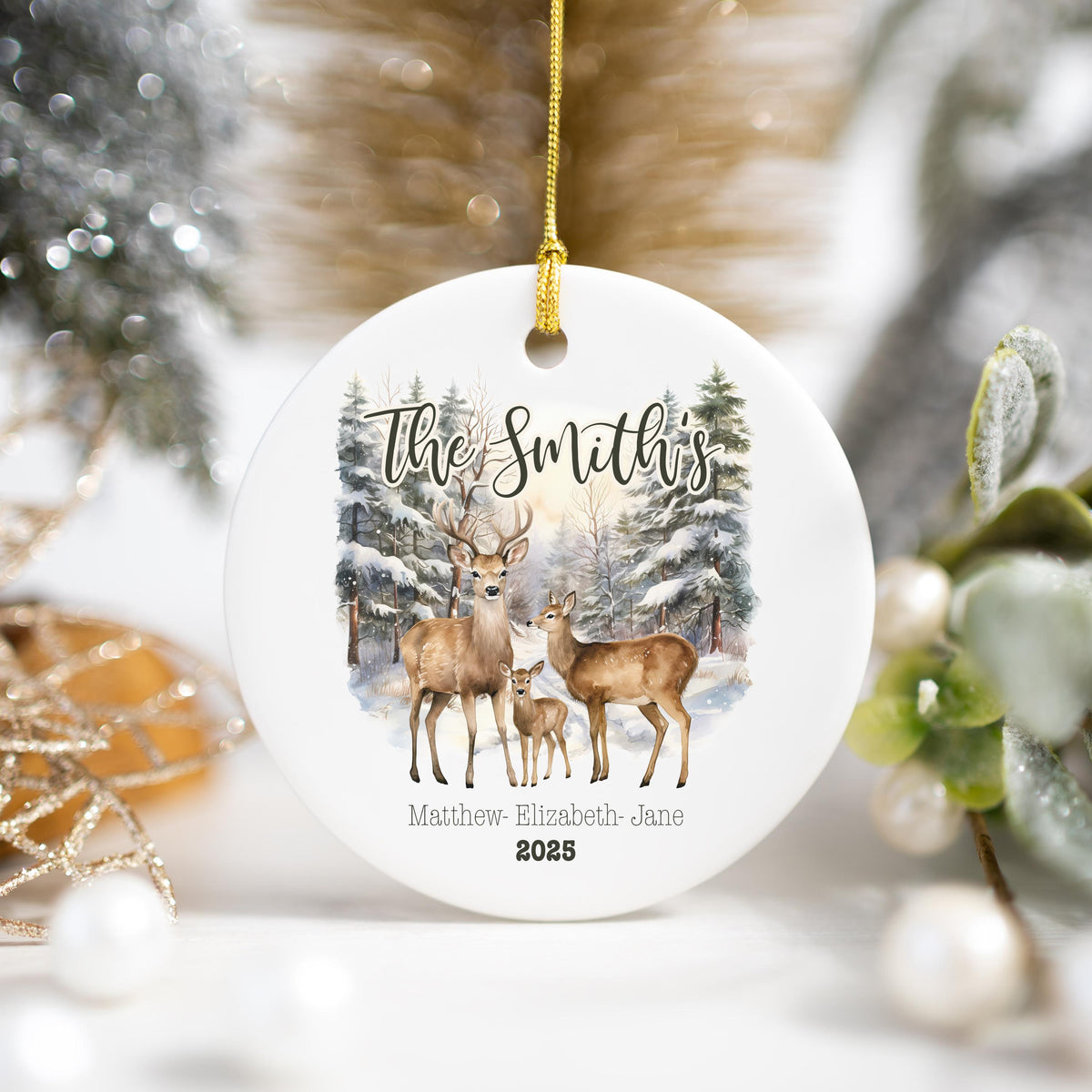 Personalized Family of Five Ceramic Christmas Ornament 2025 Custom Family Gift Personalized Blended Family Christmas Keepsake