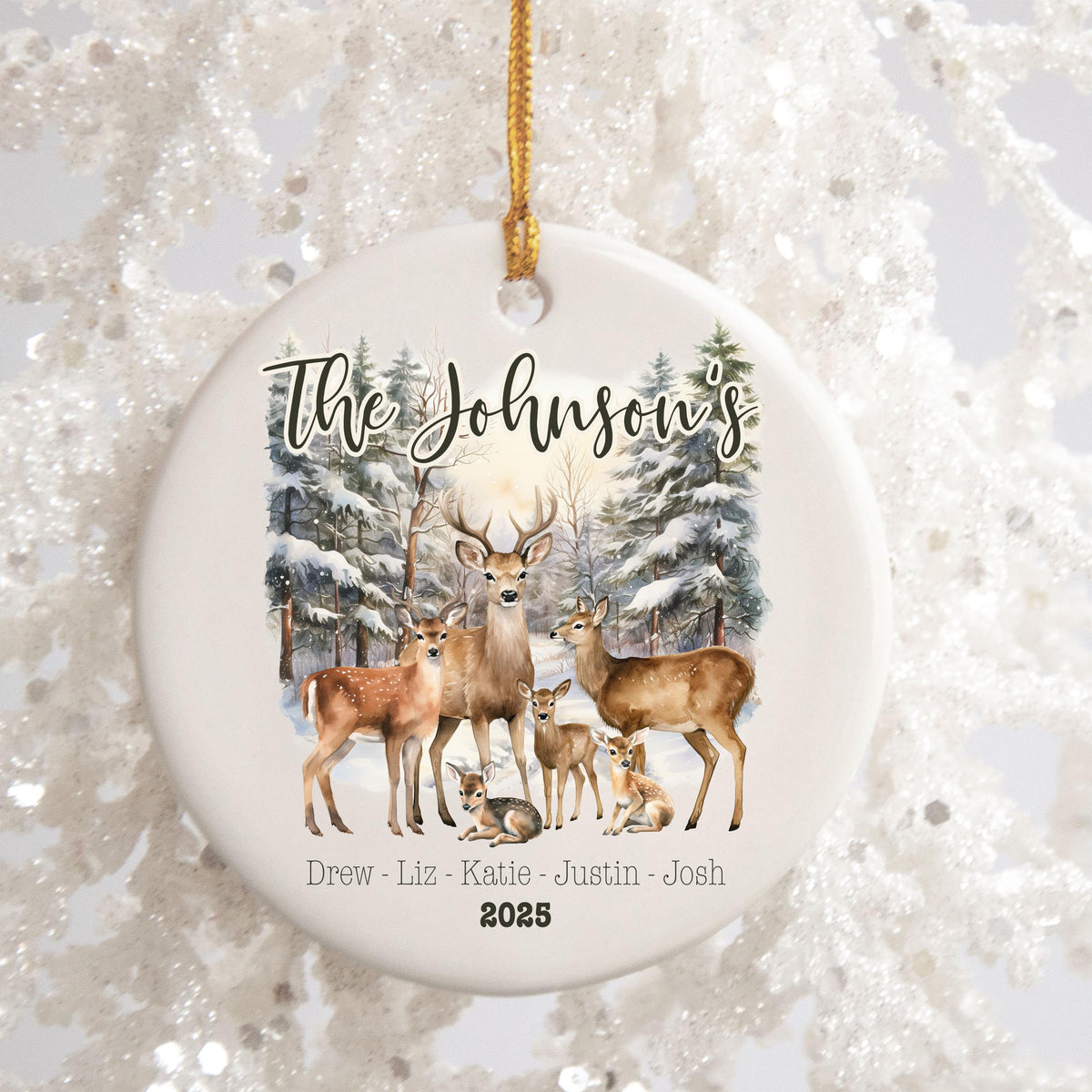 Personalized Family of Five Ceramic Christmas Ornament 2025 Custom Family Gift Personalized Blended Family Christmas Keepsake