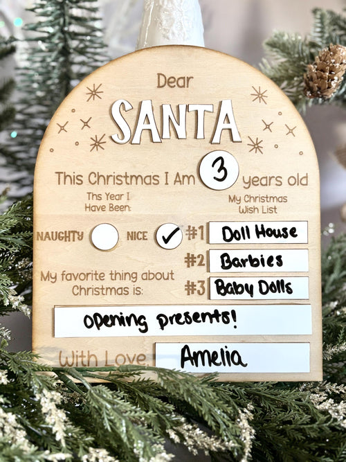 Dear Santa Reusable Christmas List Board