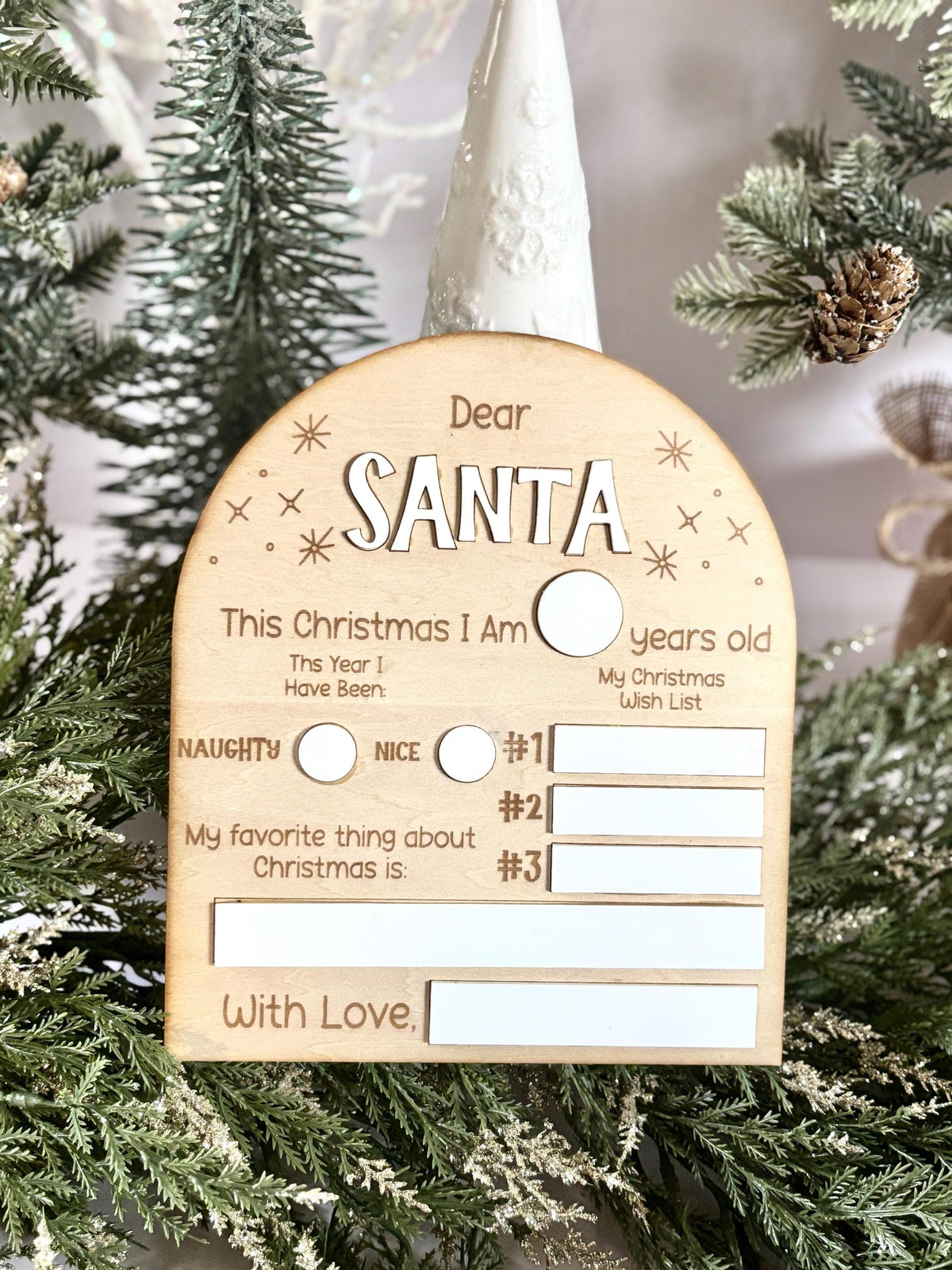 Dear Santa Christmas White Board Reusable Christmas List Letter to Santa Christmas Keepsake for Kids Christmas Tradition Dry 