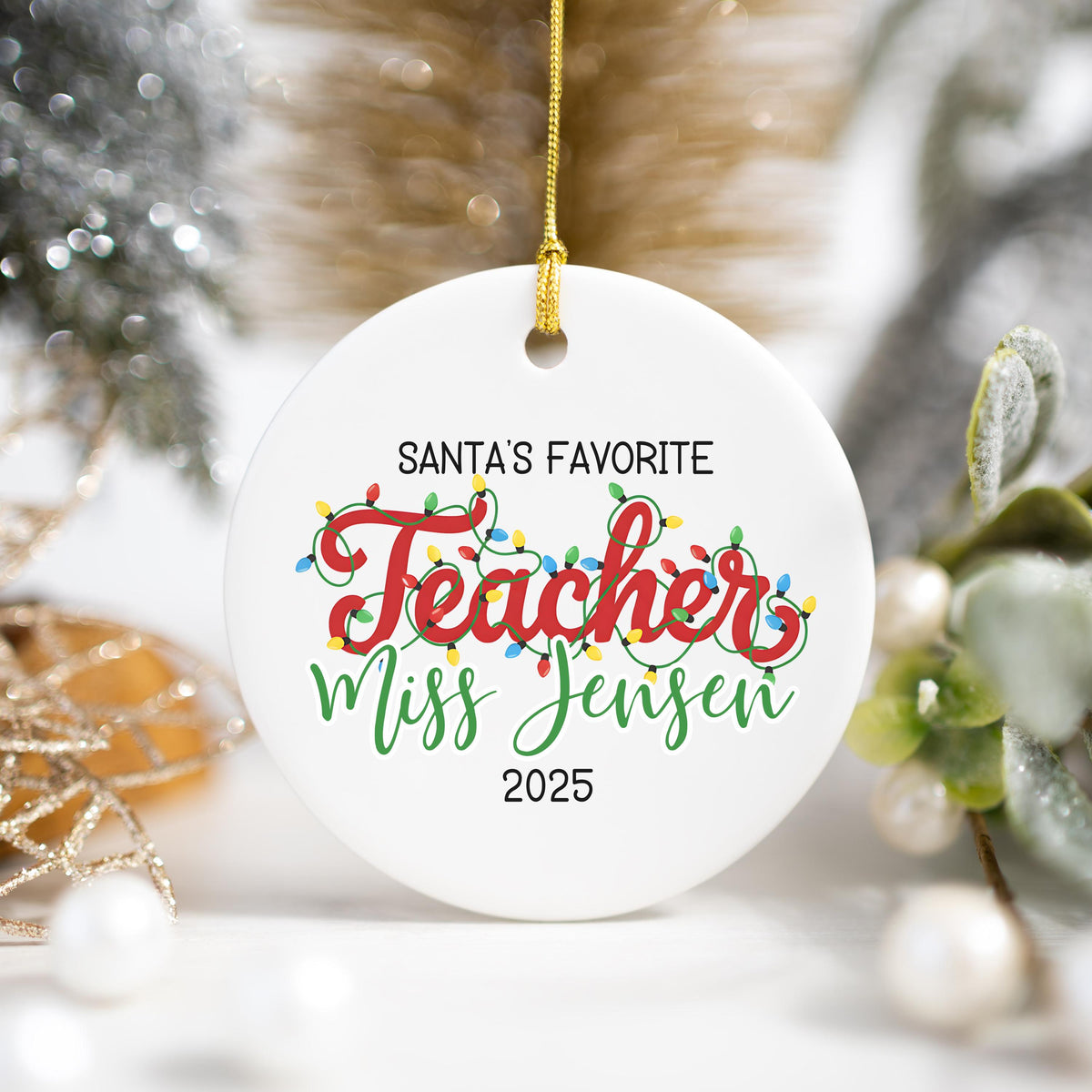 Personalized Teacher Christmas Ornament