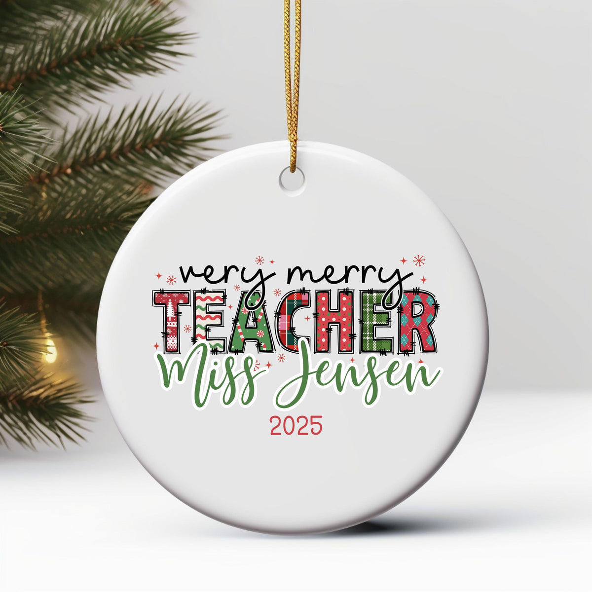 Personalized Teacher Christmas Ornament