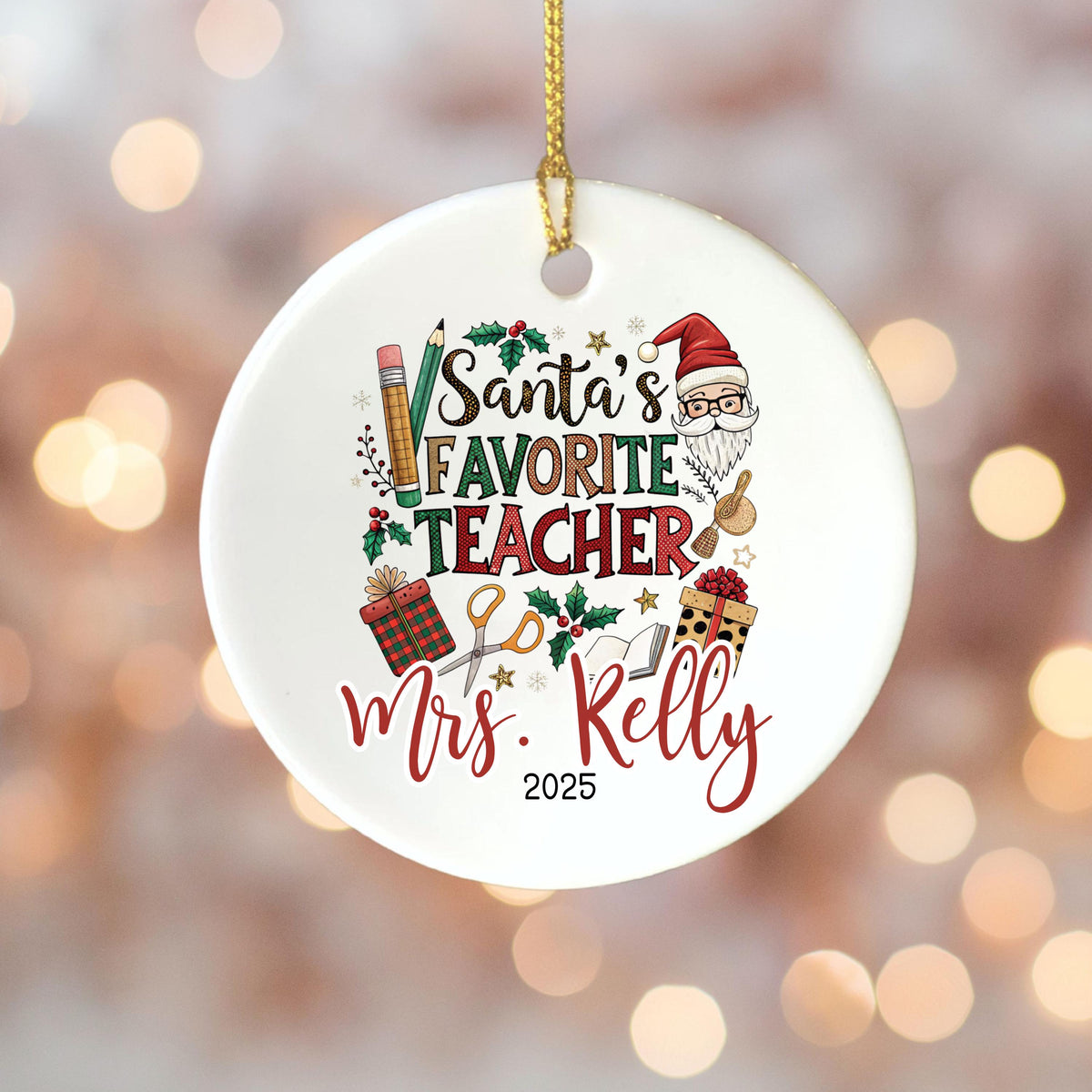 Personalized Teacher Christmas Ornament