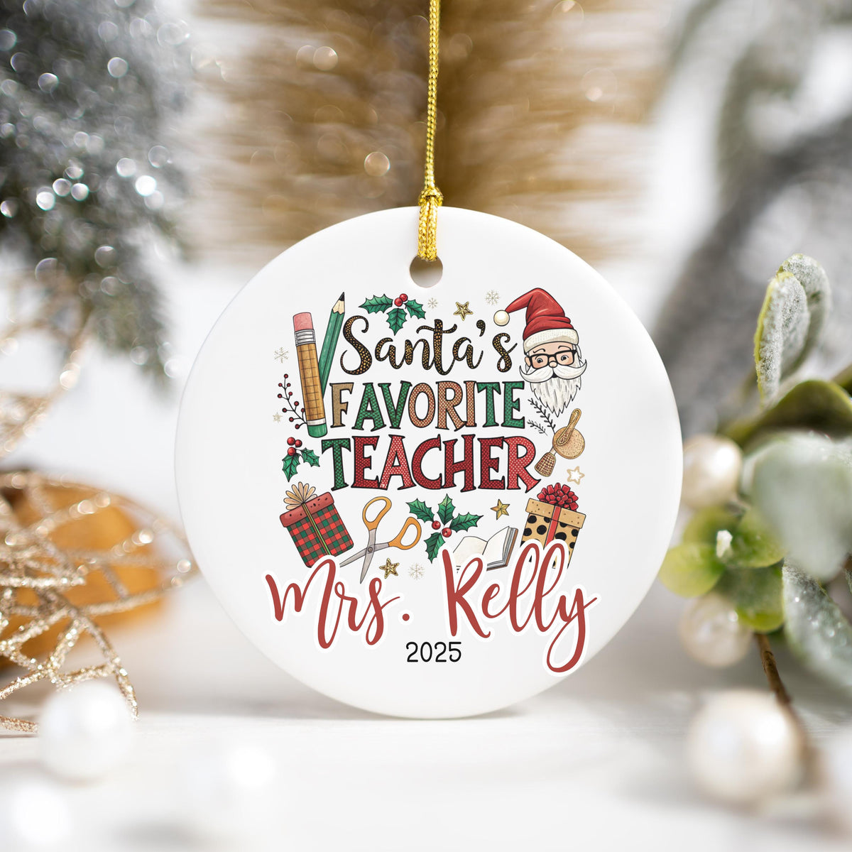 Personalized Teacher Christmas Ornament