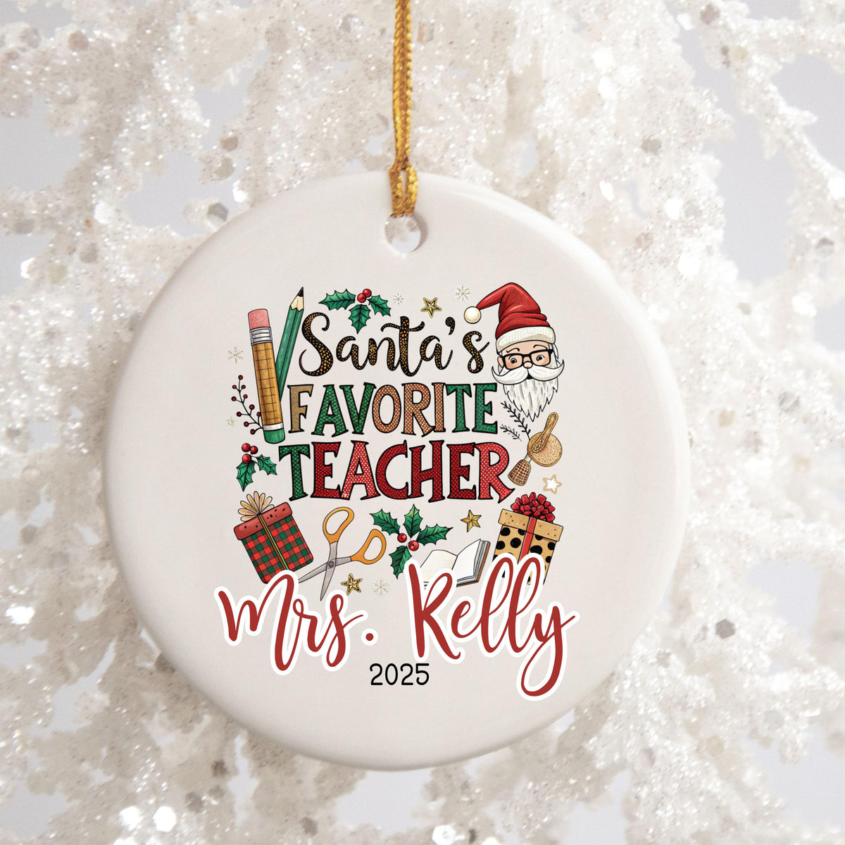 Personalized Teacher Christmas Ornament