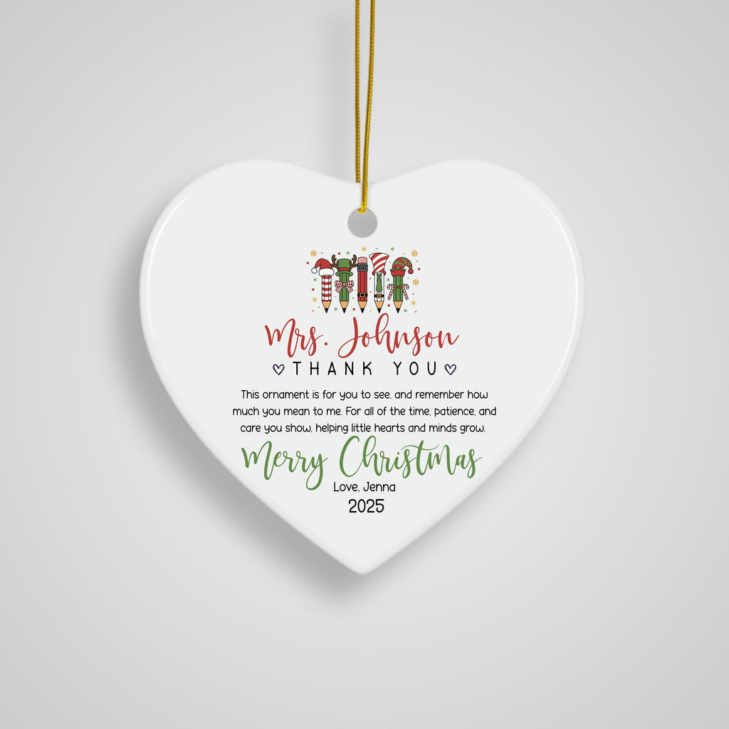 Personalized Teacher Christmas Ornament