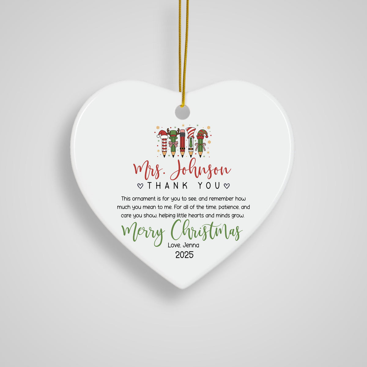 Personalized Teacher Christmas Ornament