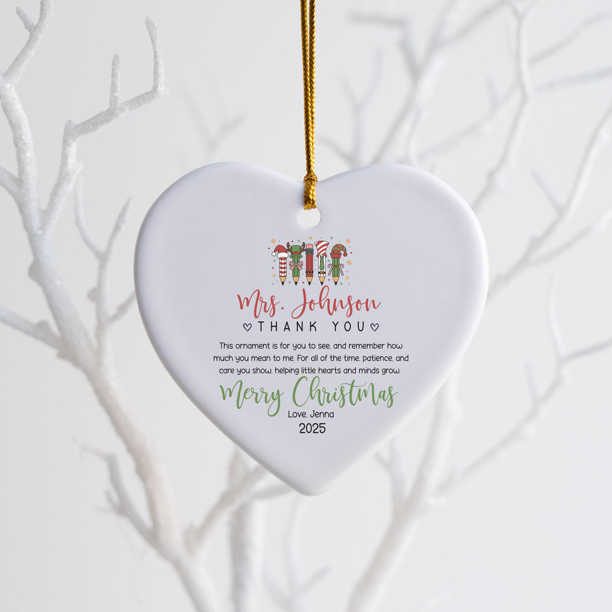 Personalized Teacher Christmas Ornament