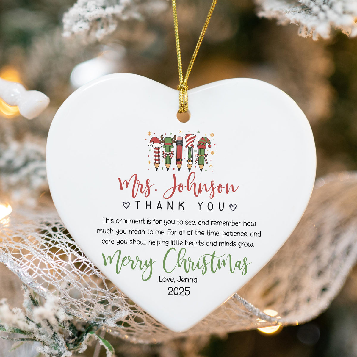 Personalized Teacher Christmas Ornament