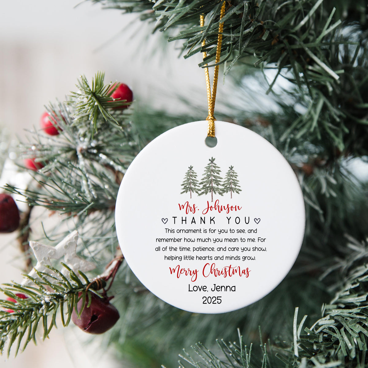 Personalized Teacher Christmas Ornament