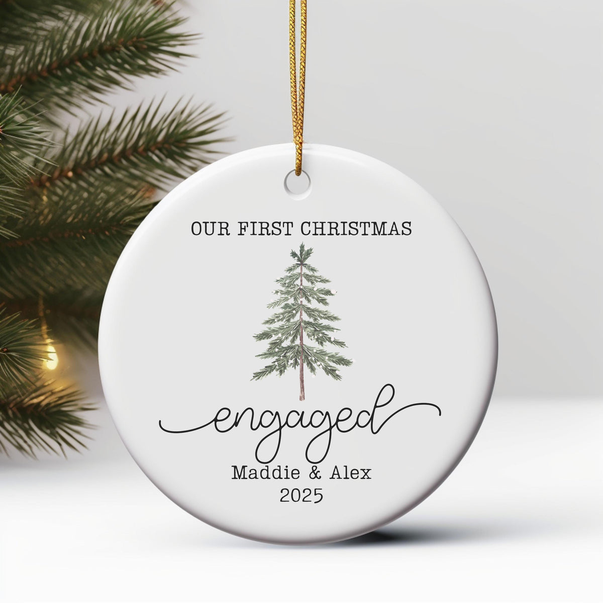 Engaged Ornament Engagement Ornament Keepsake Engagement Gift for Engaged Couple First Christmas Engaged Personalized Christm