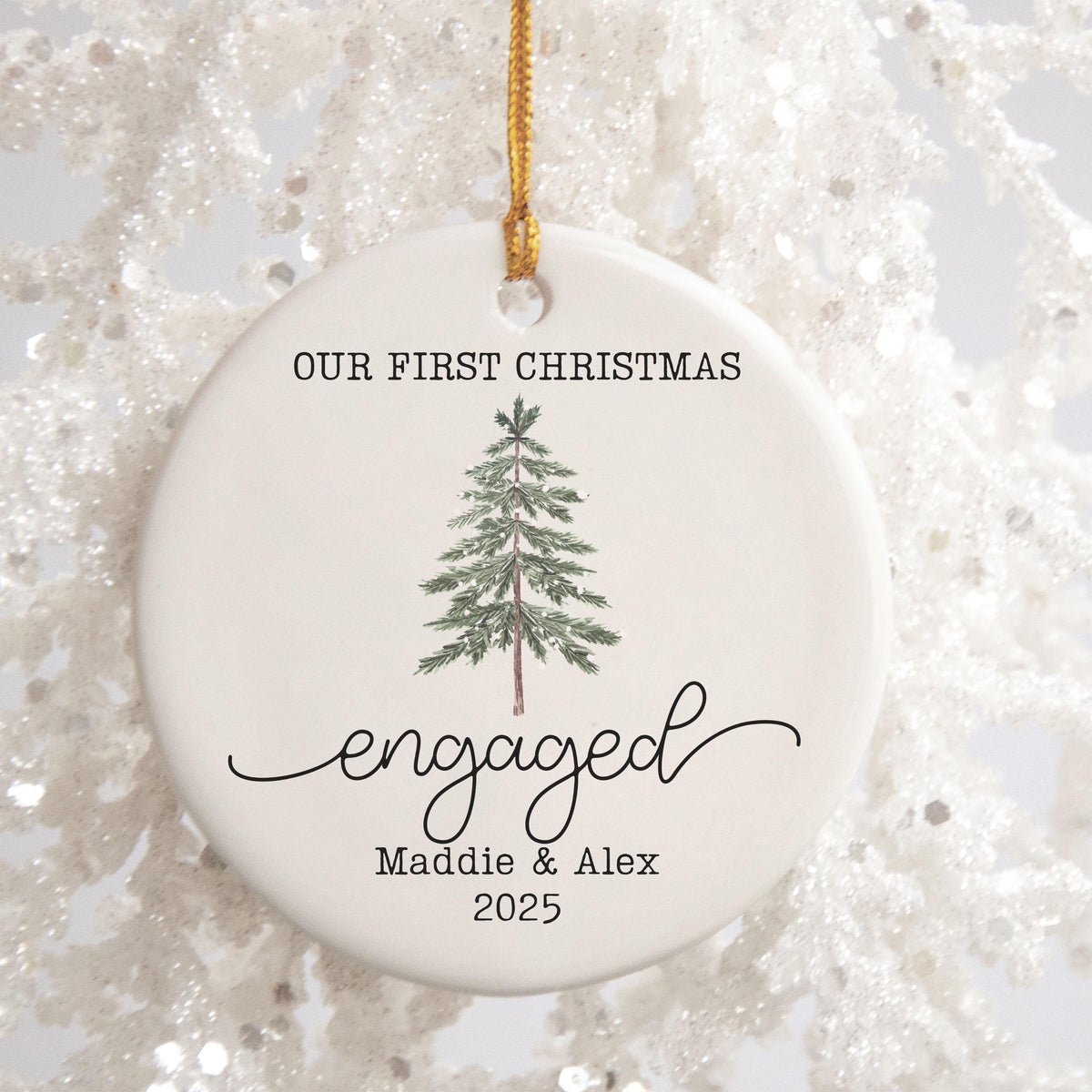 Engaged Ornament Engagement Ornament Keepsake Engagement Gift for Engaged Couple First Christmas Engaged Personalized Christm