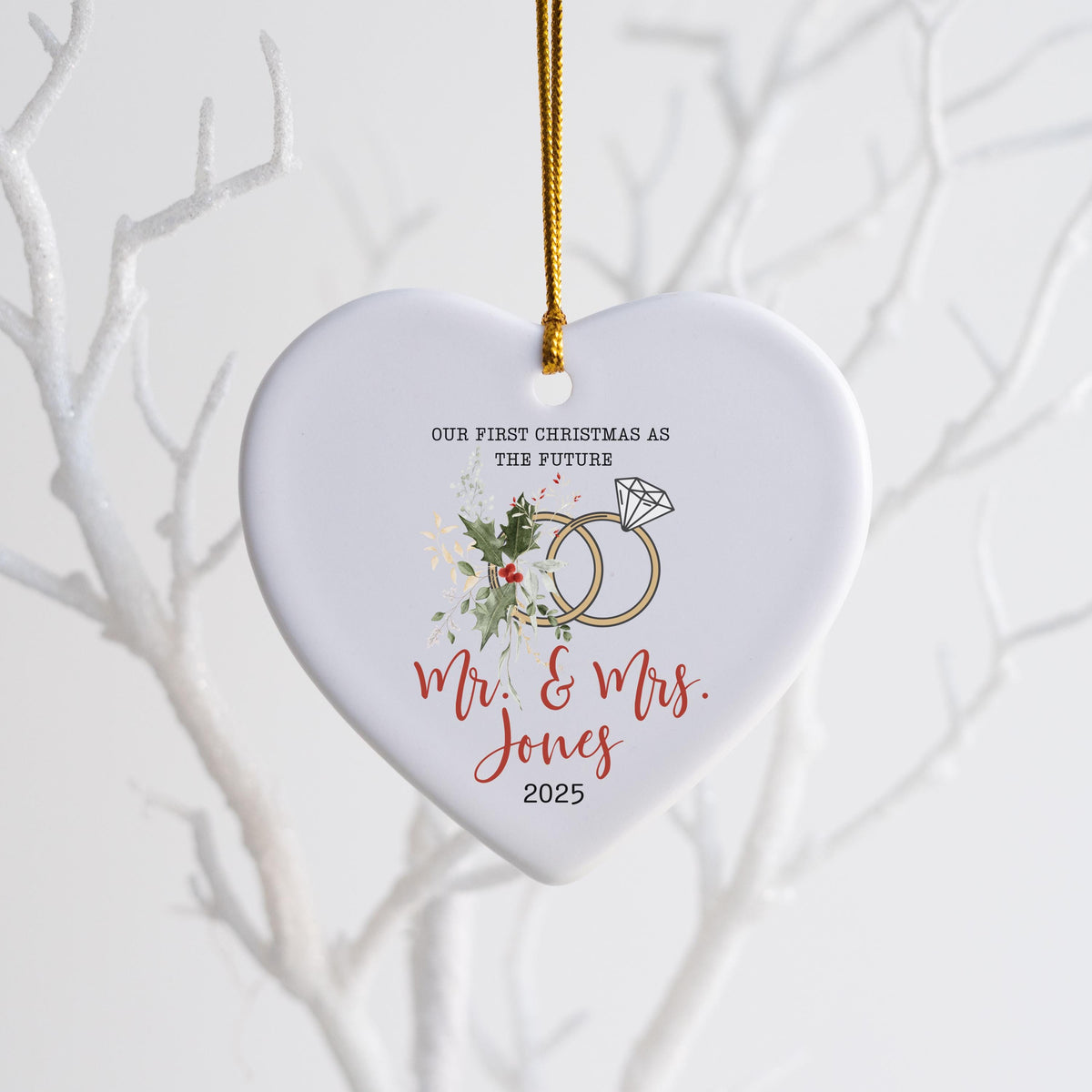 Engaged Ornament Engagement Ornament Keepsake Engagement Gift for Engaged Couple First Christmas Engaged Personalized Christm