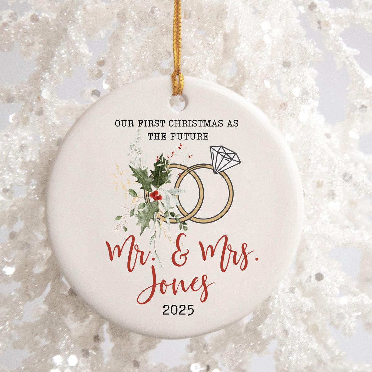 Engaged Ornament Engagement Ornament Keepsake Engagement Gift for Engaged Couple First Christmas Engaged Personalized Christm