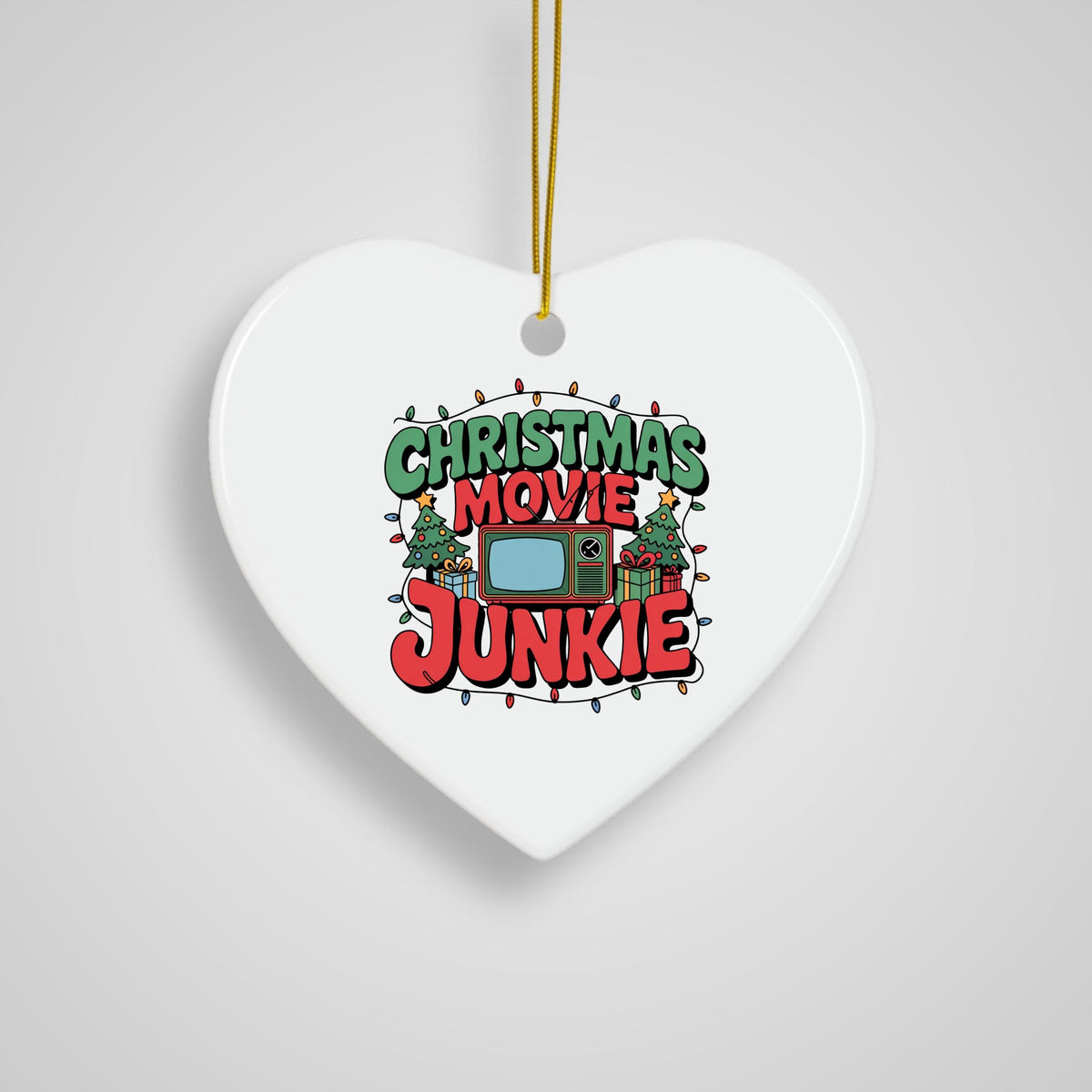 Gift for Christmas Movie Junkie Ornament Christmas Movie Lover White Elephant Gift Idea Funny Christmas Ornament for Coworker