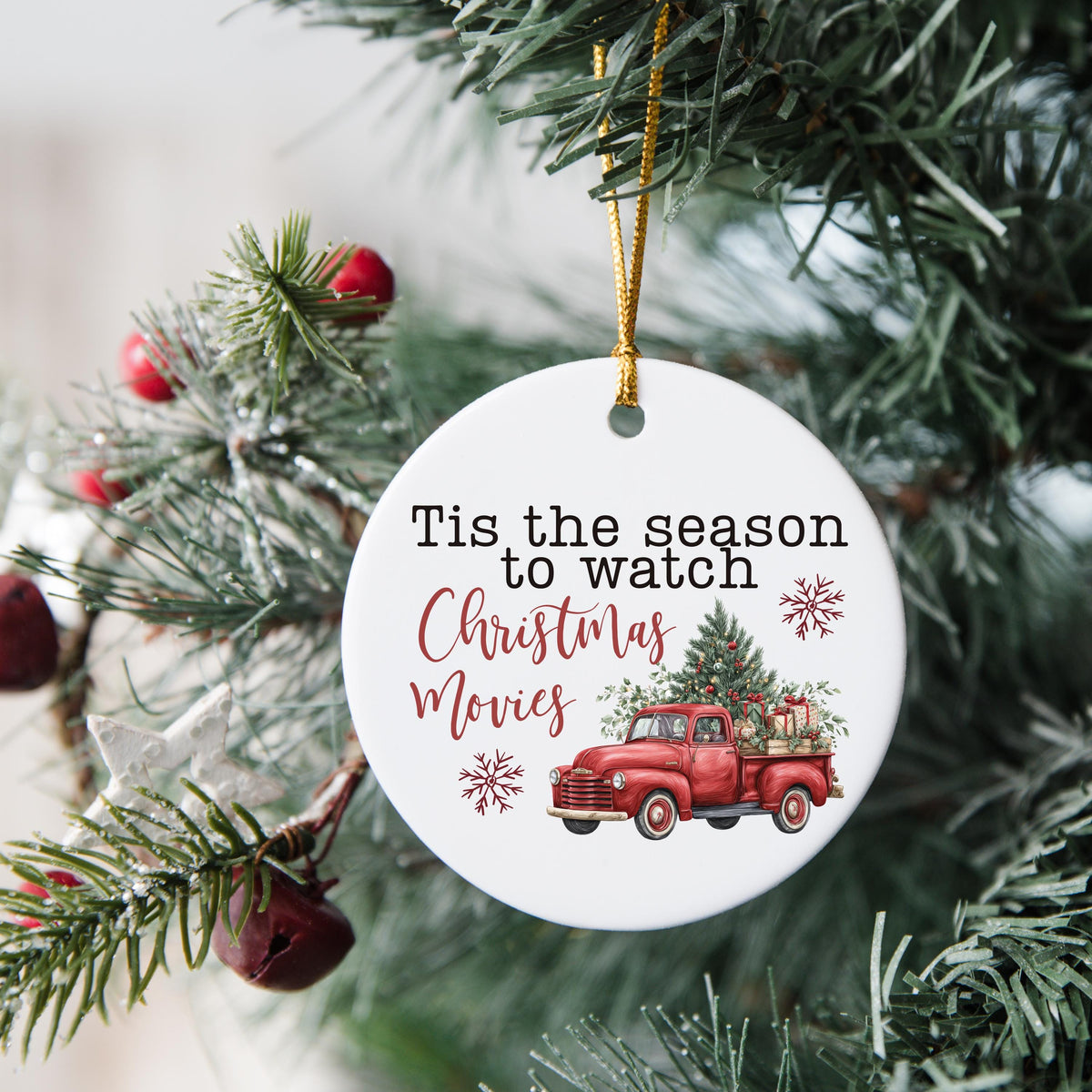 Gift for Christmas Movie Watching Ornament Christmas Movie Lover White Elephant Gift Idea Christmas Ornament for Coworker Chr