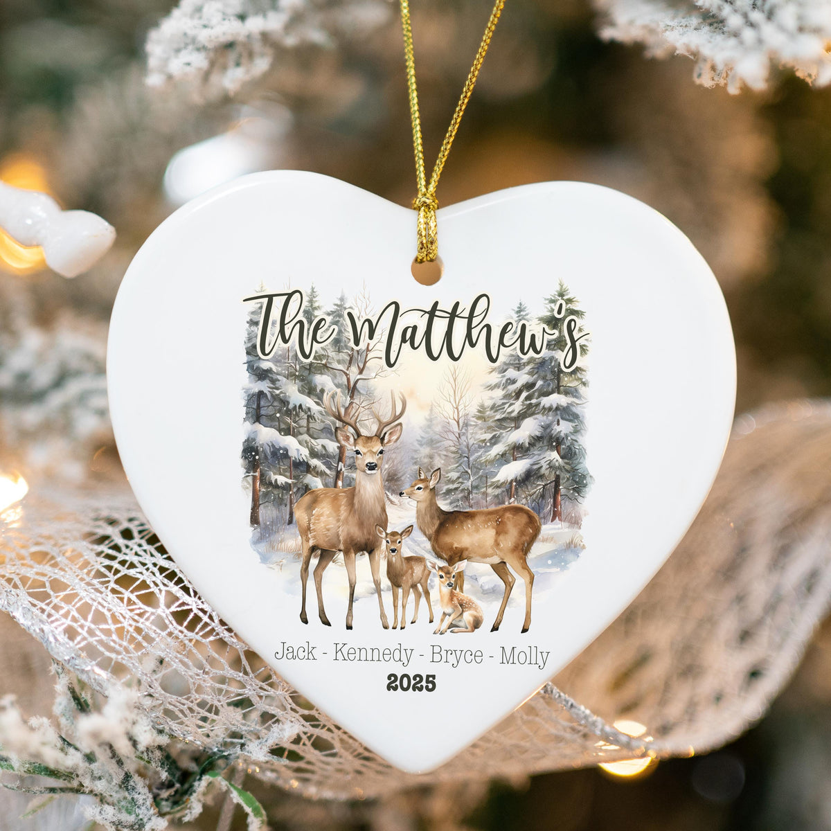 Personalized Family of Five Ceramic Christmas Ornament 2025 Custom Family Gift Personalized Blended Family Christmas Keepsake