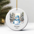 Personalized Blue Snowman Ornament Watercolor Kids Gift Ornament Custom Christmas Gift Merry Christmas Custom Name Gift Boy O