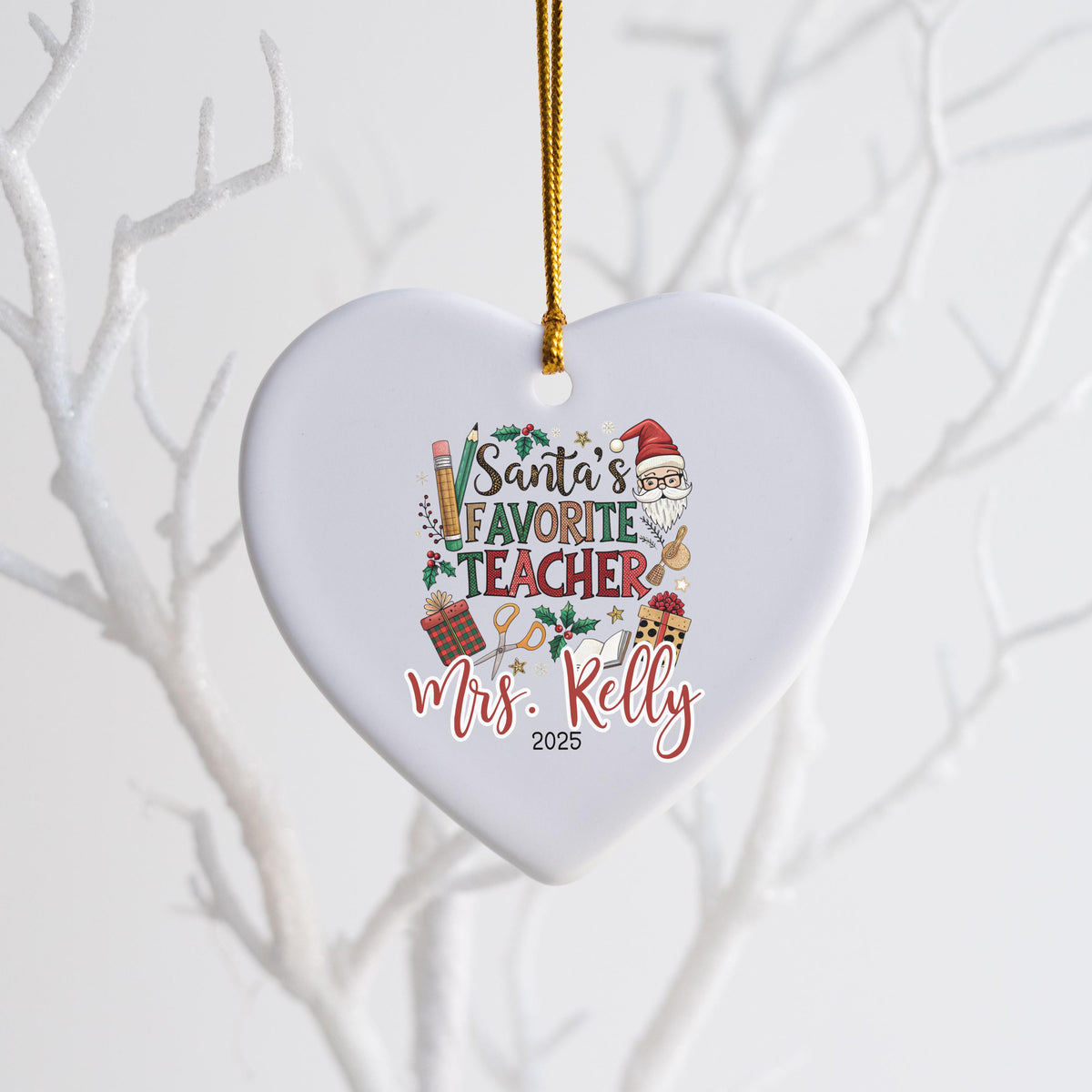 Personalized Teacher Christmas Ornament