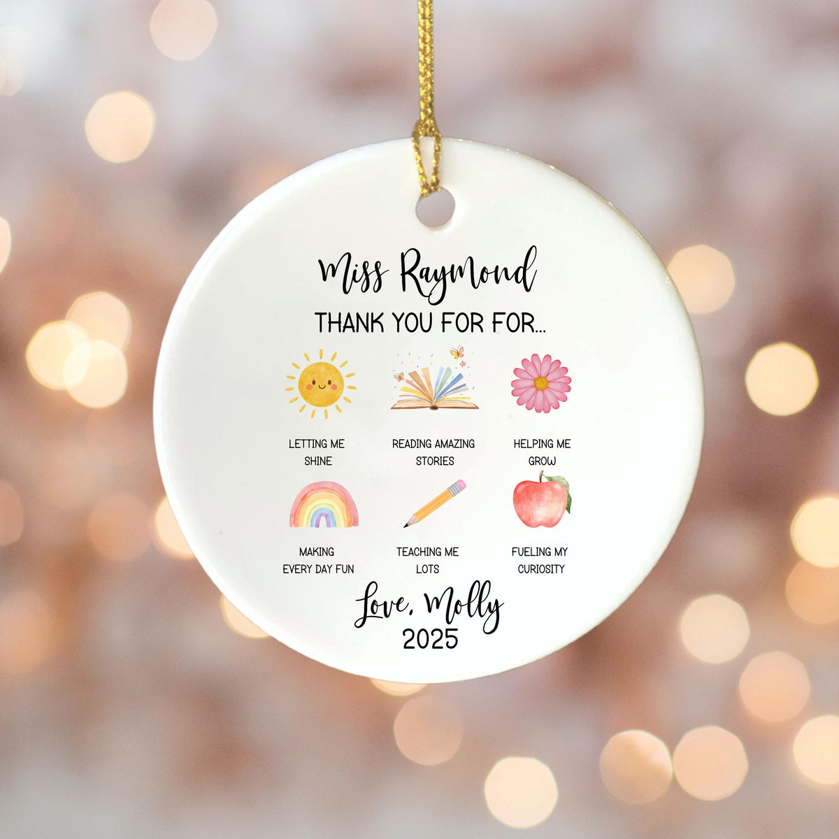Personalized Teacher Christmas Ornament