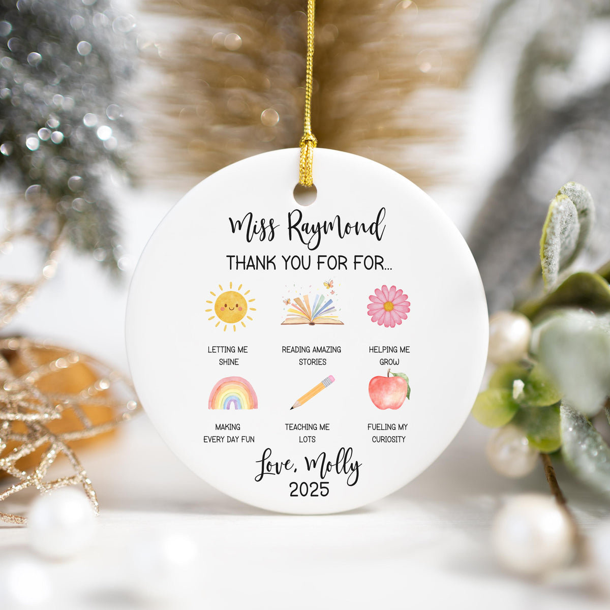 Personalized Teacher Christmas Ornament