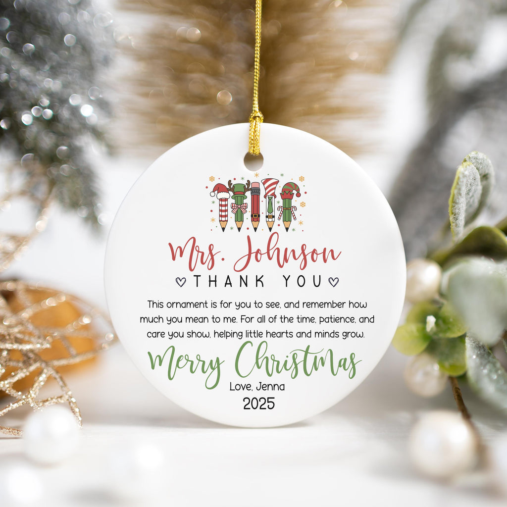 Personalized Teacher Christmas Ornament