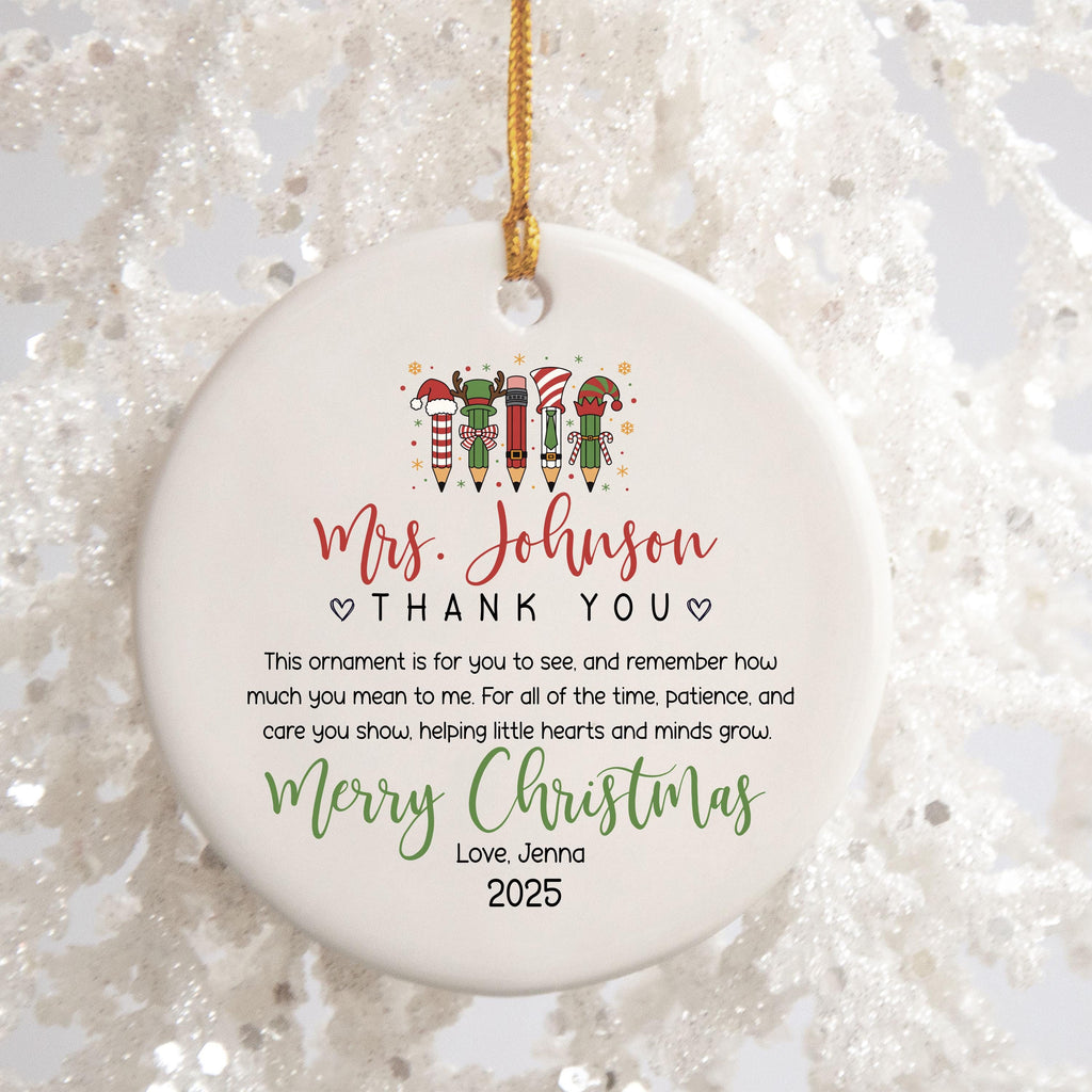 Personalized Teacher Christmas Ornament